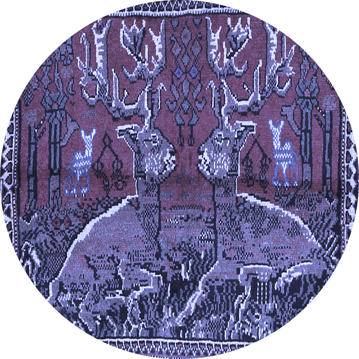 Round Machine Washable Animal Blue Traditional Rug, wshtr390blu