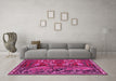 Machine Washable Animal Pink Traditional Rug in a Living Room, wshtr390pnk