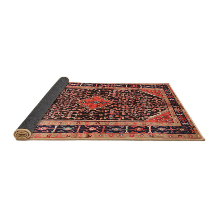 Sideview of Traditional Copper Red Pink Persian Rug, tr391