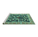 Sideview of Machine Washable Animal Turquoise Traditional Area Rugs, wshtr3910turq