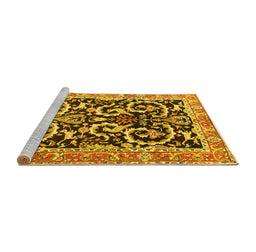 Sideview of Machine Washable Animal Yellow Traditional Rug, wshtr3910yw
