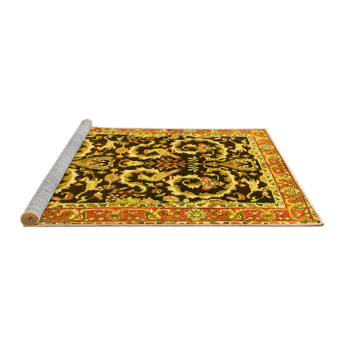 Sideview of Machine Washable Animal Yellow Traditional Rug, wshtr3910yw
