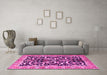 Machine Washable Animal Pink Traditional Rug in a Living Room, wshtr3910pnk