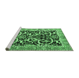 Sideview of Machine Washable Animal Emerald Green Traditional Area Rugs, wshtr3910emgrn