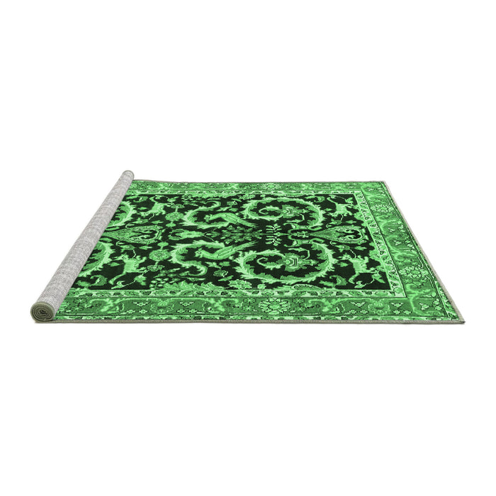 Sideview of Machine Washable Animal Emerald Green Traditional Area Rugs, wshtr3910emgrn