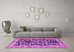 Machine Washable Animal Purple Traditional Area Rugs in a Living Room, wshtr3910pur