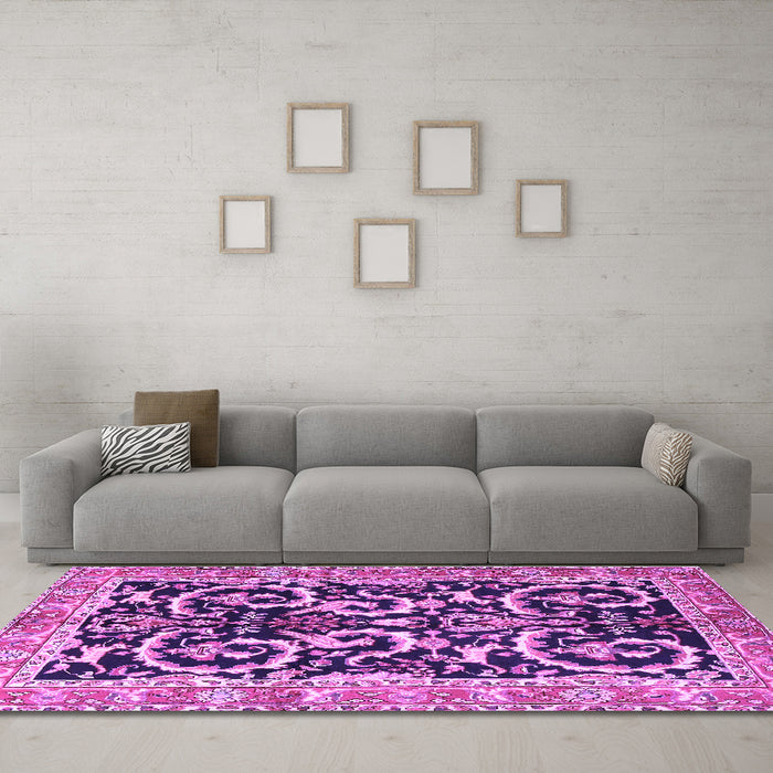 Machine Washable Animal Purple Traditional Area Rugs in a Living Room, wshtr3910pur