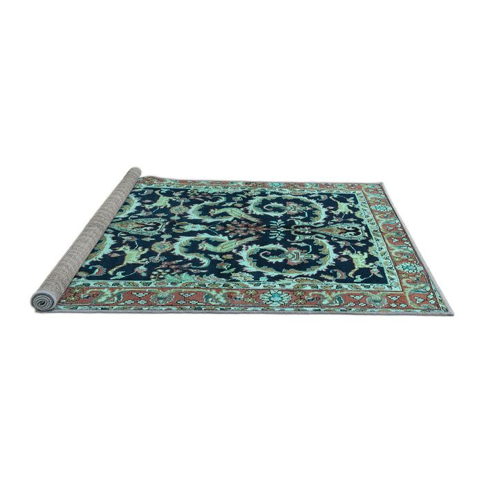 Sideview of Machine Washable Animal Light Blue Traditional Rug, wshtr3910lblu