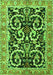 Serging Thickness of Machine Washable Animal Green Traditional Area Rugs, wshtr3910grn