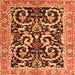 Round Machine Washable Animal Orange Traditional Area Rugs, wshtr3910org