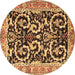 Round Machine Washable Animal Brown Traditional Rug, wshtr3910brn