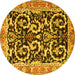 Round Machine Washable Animal Yellow Traditional Rug, wshtr3910yw