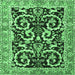 Square Animal Emerald Green Traditional Rug, tr3910emgrn