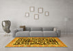 Machine Washable Animal Yellow Traditional Rug in a Living Room, wshtr3910yw