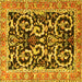 Square Machine Washable Animal Yellow Traditional Rug, wshtr3910yw