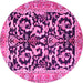 Round Machine Washable Animal Pink Traditional Rug, wshtr3910pnk