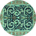 Round Animal Turquoise Traditional Rug, tr3910turq