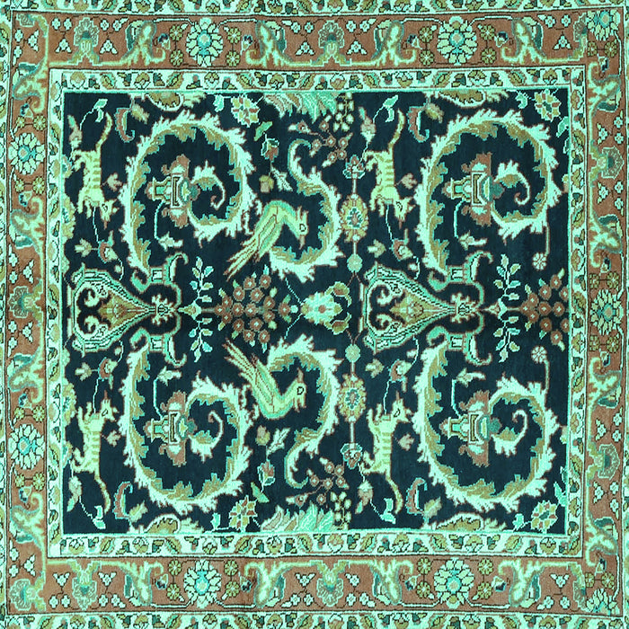 Square Machine Washable Animal Turquoise Traditional Area Rugs, wshtr3910turq