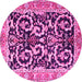 Round Animal Pink Traditional Rug, tr3910pnk