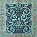 Square Animal Light Blue Traditional Rug, tr3910lblu