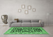 Machine Washable Animal Emerald Green Traditional Area Rugs in a Living Room,, wshtr3910emgrn