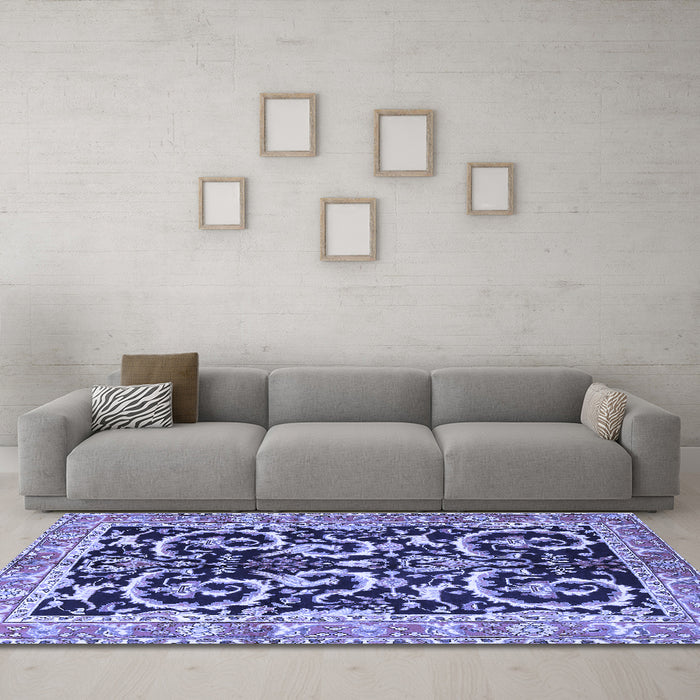 Machine Washable Animal Blue Traditional Rug in a Living Room, wshtr3910blu