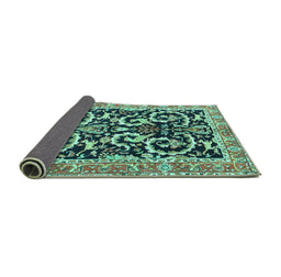 Sideview of Animal Turquoise Traditional Rug, tr3910turq