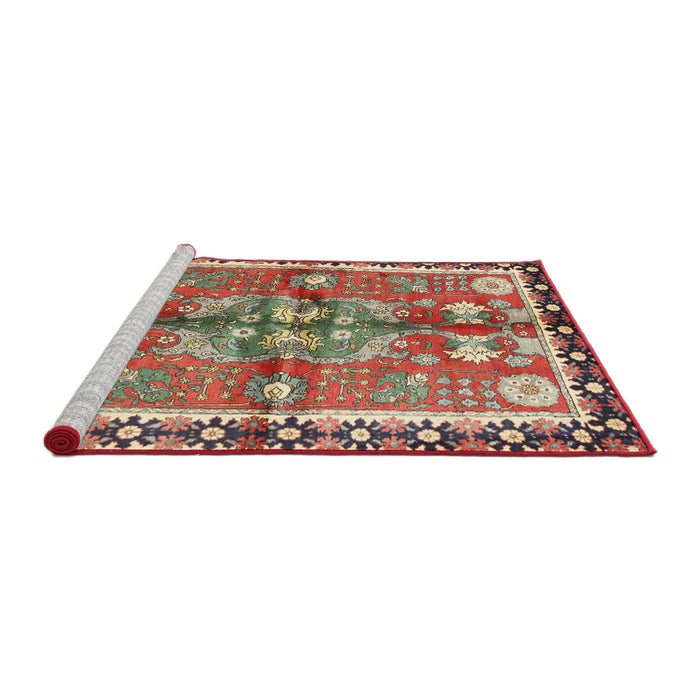 Sideview of Machine Washable Traditional Fire Brick Red Rug, wshtr3911