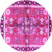 Round Persian Pink Traditional Rug, tr3911pnk