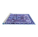 Sideview of Machine Washable Persian Blue Traditional Rug, wshtr3911blu