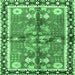 Square Machine Washable Persian Emerald Green Traditional Area Rugs, wshtr3911emgrn