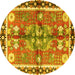 Round Machine Washable Persian Yellow Traditional Rug, wshtr3911yw