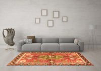 Machine Washable Persian Orange Traditional Rug, wshtr3911org