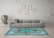 Machine Washable Persian Light Blue Traditional Rug in a Living Room, wshtr3911lblu