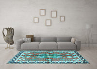 Machine Washable Persian Light Blue Traditional Rug, wshtr3911lblu