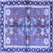 Square Machine Washable Persian Blue Traditional Rug, wshtr3911blu