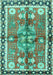 Machine Washable Persian Turquoise Traditional Area Rugs, wshtr3911turq