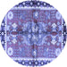 Round Machine Washable Persian Blue Traditional Rug, wshtr3911blu