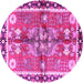 Round Machine Washable Persian Pink Traditional Rug, wshtr3911pnk