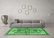 Machine Washable Persian Emerald Green Traditional Area Rugs in a Living Room,, wshtr3911emgrn