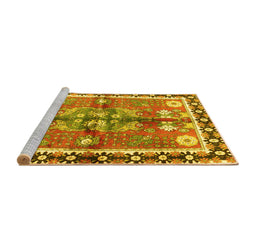 Sideview of Machine Washable Persian Yellow Traditional Rug, wshtr3911yw