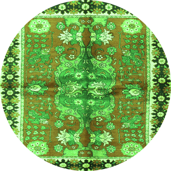 Square Persian Green Traditional Rug, tr3911grn