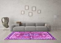 Machine Washable Persian Purple Traditional Rug, wshtr3911pur