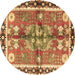 Round Machine Washable Persian Brown Traditional Rug, wshtr3911brn