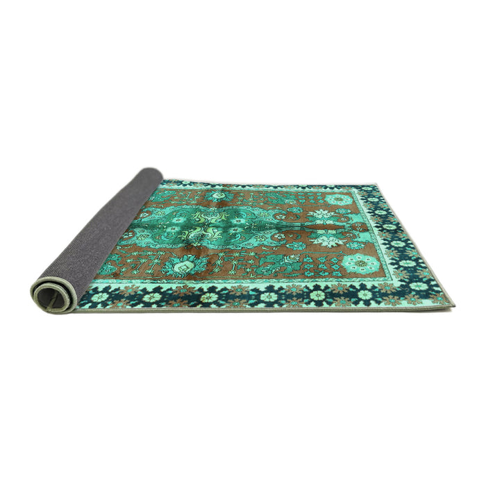 Sideview of Persian Turquoise Traditional Rug, tr3911turq