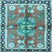 Square Machine Washable Persian Light Blue Traditional Rug, wshtr3911lblu