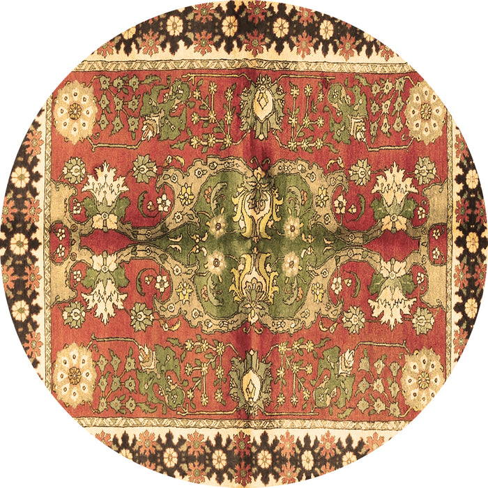Round Persian Brown Traditional Rug, tr3911brn