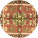 Round Persian Brown Traditional Rug, tr3911brn