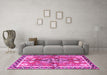 Machine Washable Persian Pink Traditional Rug in a Living Room, wshtr3911pnk