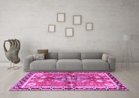 Machine Washable Persian Pink Traditional Rug, wshtr3911pnk